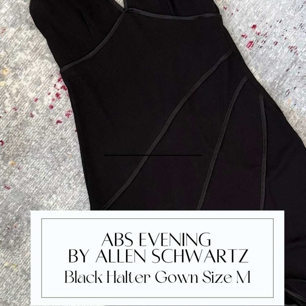 ABS Evening by Allen Schwartz Black Halter Gown - Size M - Elegant & Flattering